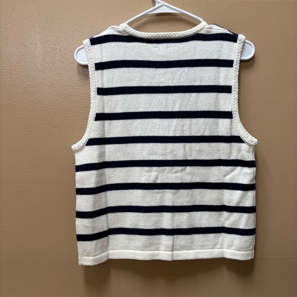 J. Crew Striped Button Down Sweater-Vest Blue/White Size M NWT - Picture 2 of 14